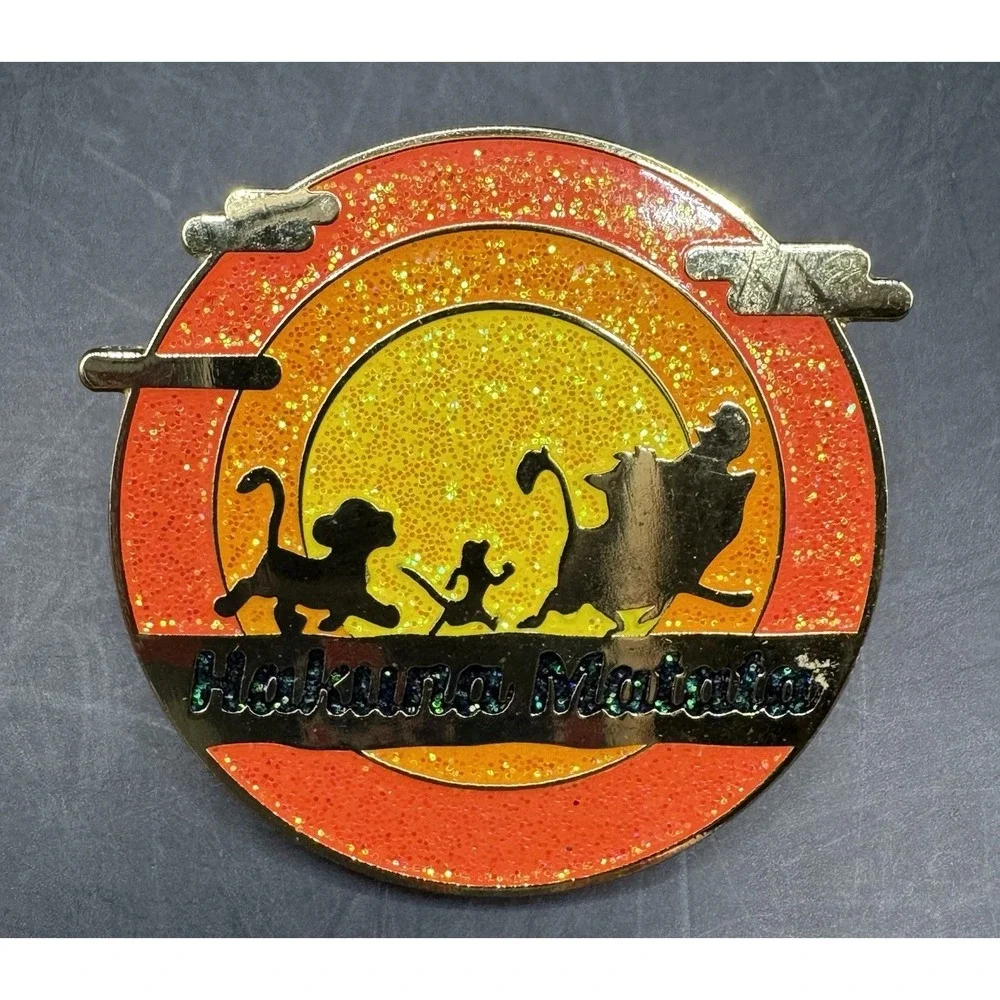 Disney Lion King Hukuna Matata Sunset Background Glittery Lapel Hat Jacket Pin
